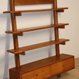 Vintage wall shelf unit in solid elm, 1970s