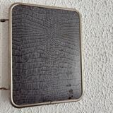 Vintage 1960s triptych mirror barber blue crocodile effect - 20 x