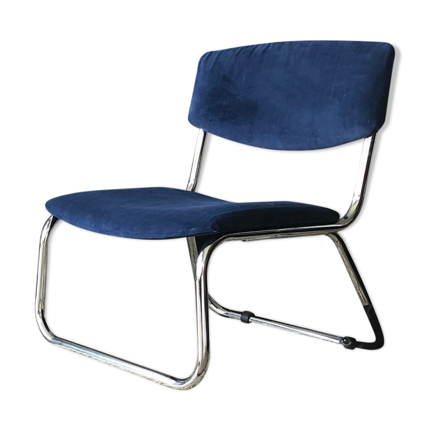 70s velvet and chrome armchair
