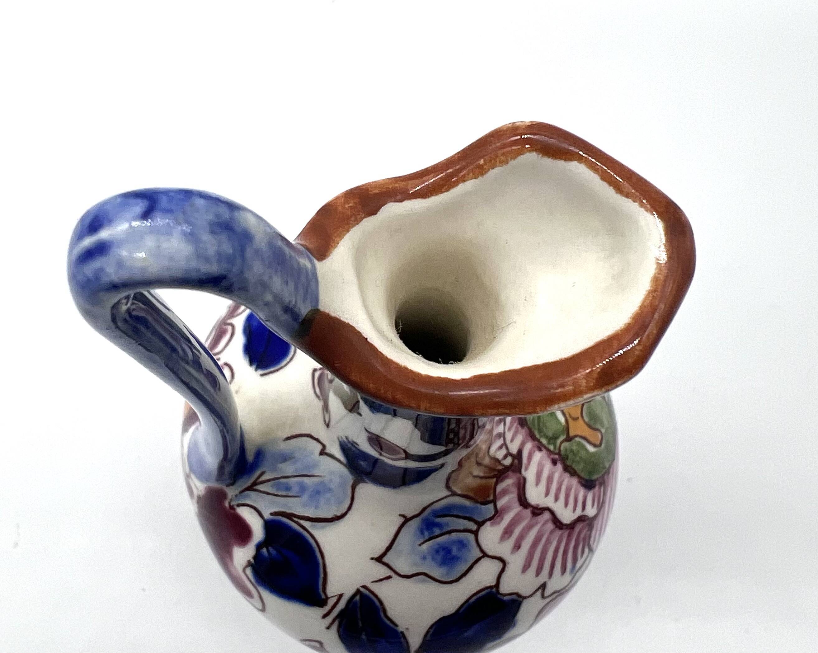 Antique Gien vase – Peony model – Hand-painted earthenware – 13.5 cm