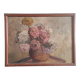 Vintage French oil painting of chrysanthemums