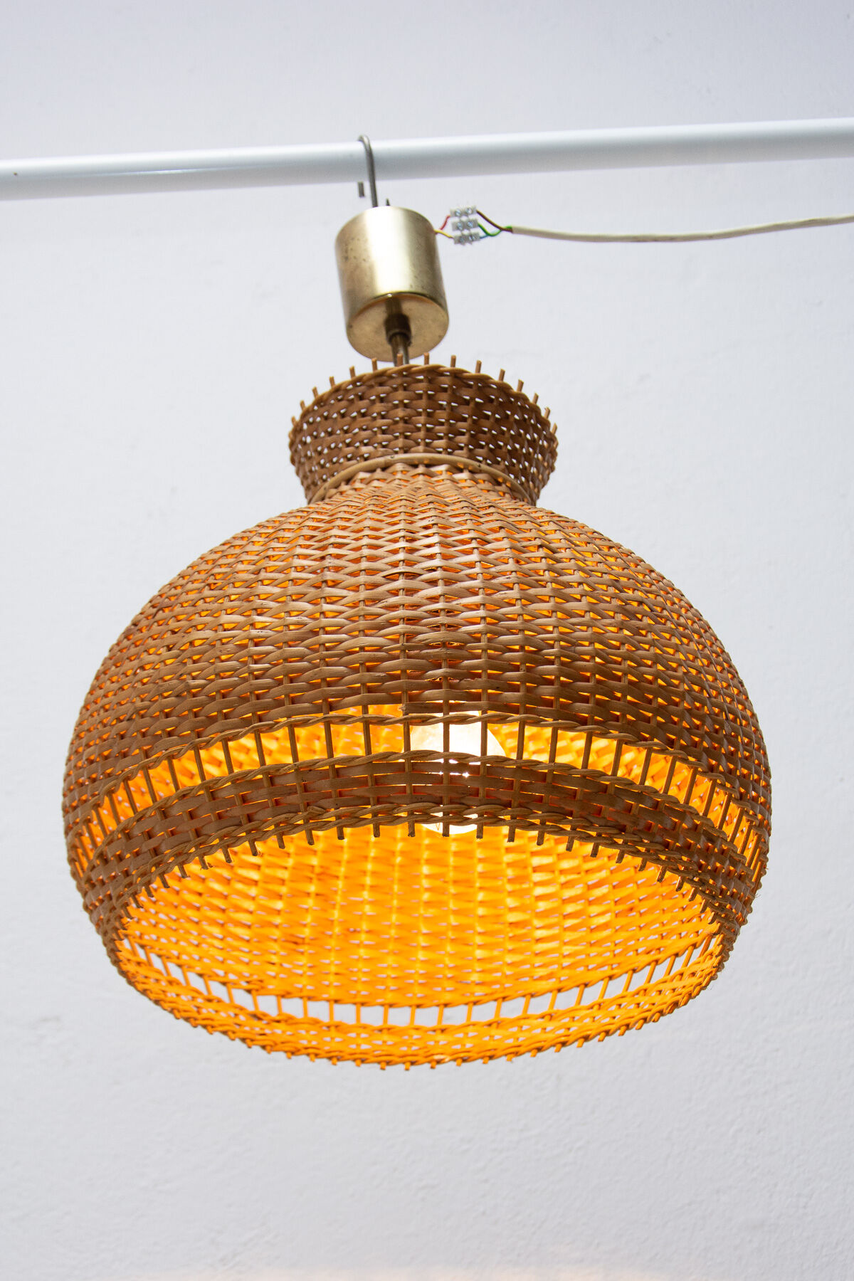 Mid century wicker hanging chandelier by ULUV, 1960´s