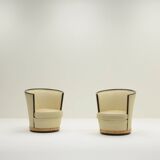 Art Deco barrel chairs and sofa, France 1930s.