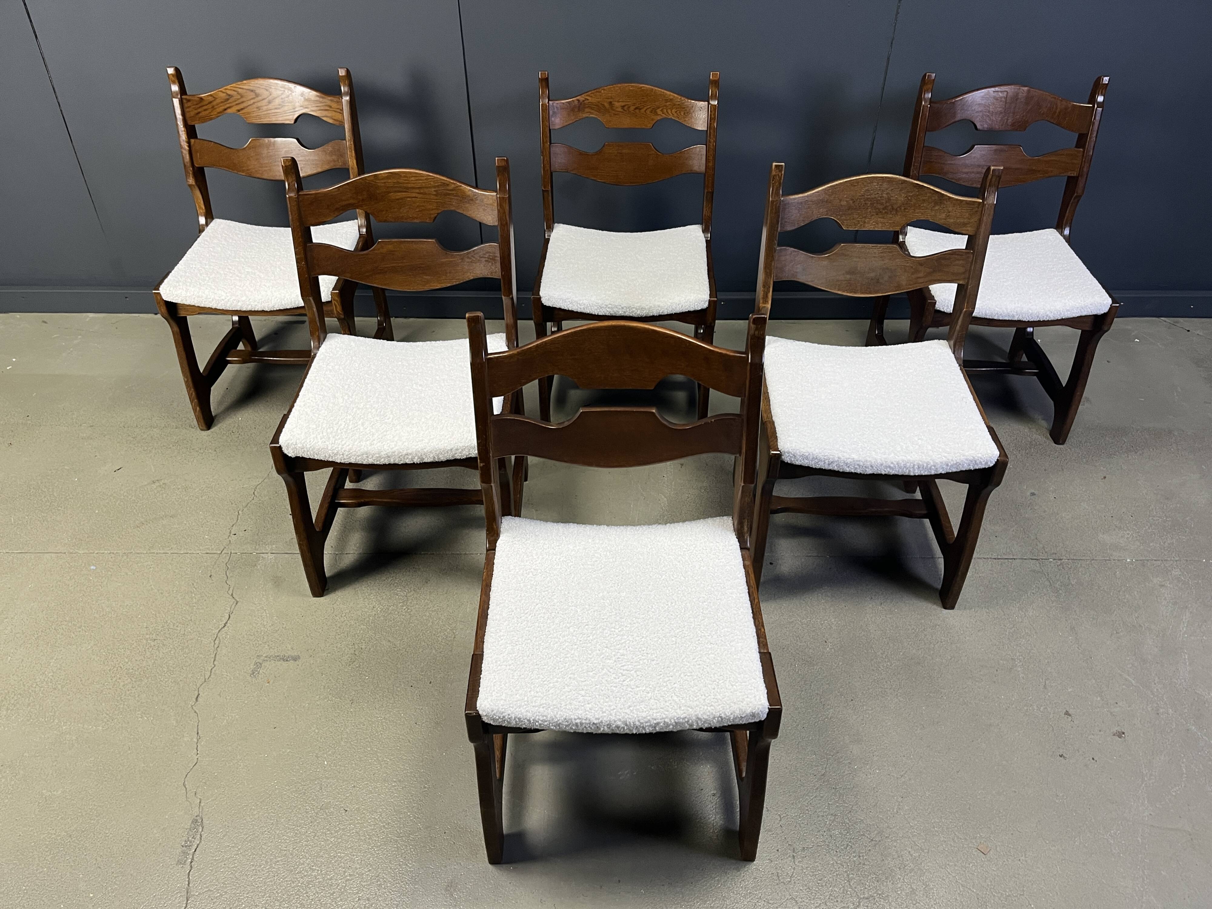Vintage brutalist dining chairs, set of 6 - 1960s