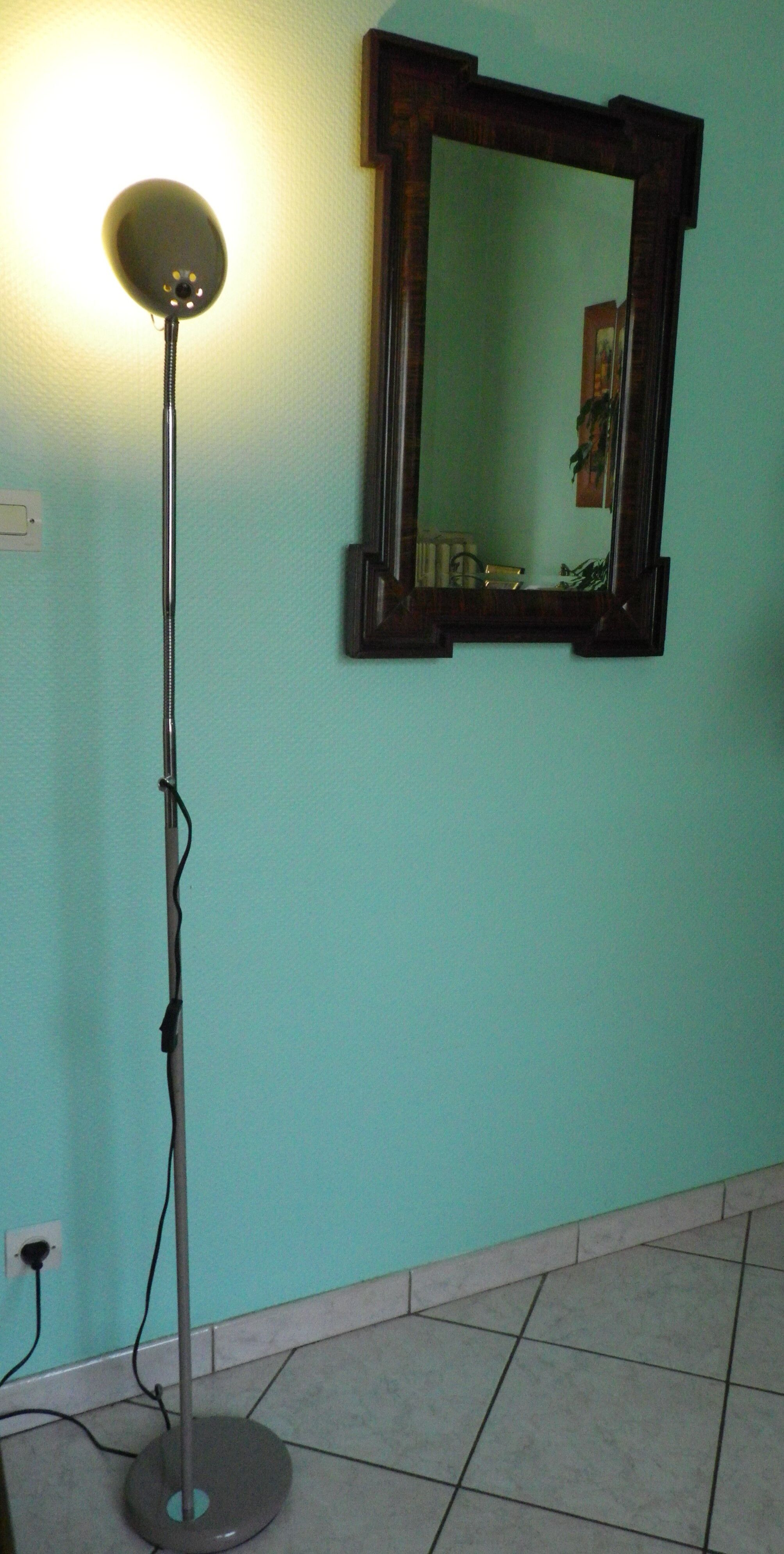 FLOOR lamp design COREP, lacquered steel taupe color, reclining