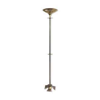Floor lamp in gilded brass and plexiglass