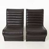 Paire de chaises longues en cuir et aluminium oar Eric Sigfrid Persson années 60 70