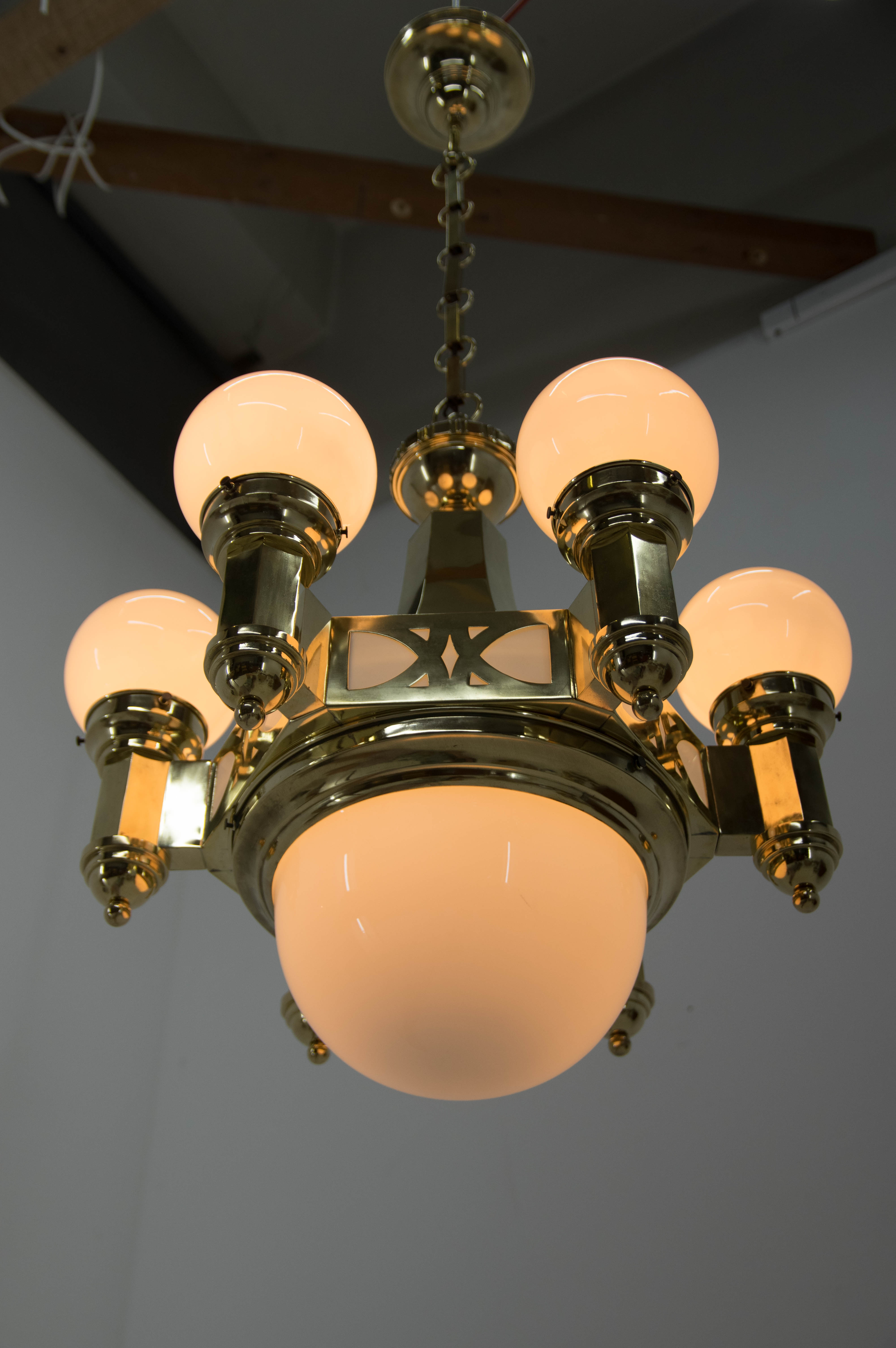 Rare Art Nouveau Chandelier by Emil Kralik, 1920s