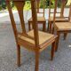 4 Art Deco chairs, solid oak, caned, 1950s.