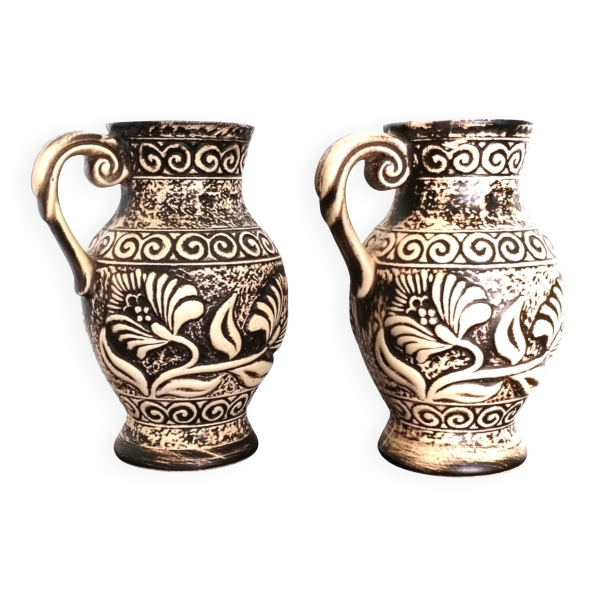 Paire de pichets, vases vintage Bay Keramik 671-20 – West Germany