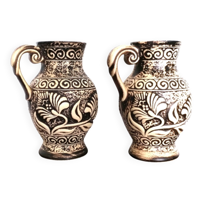 Paire de pichets, vases vintage Bay Keramik 671-20 – West Germany