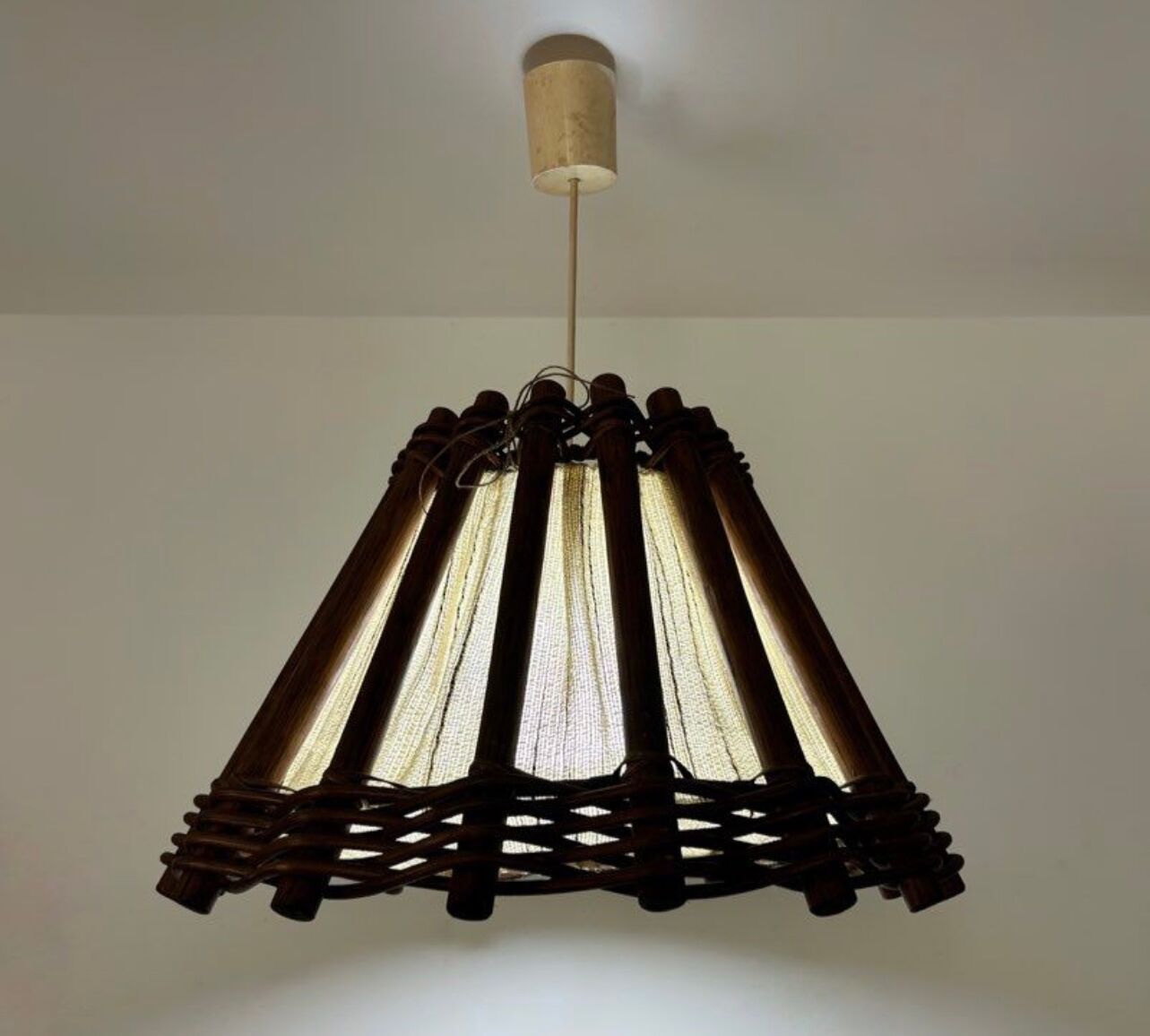 Scandinavian wood chandelier from the 60s