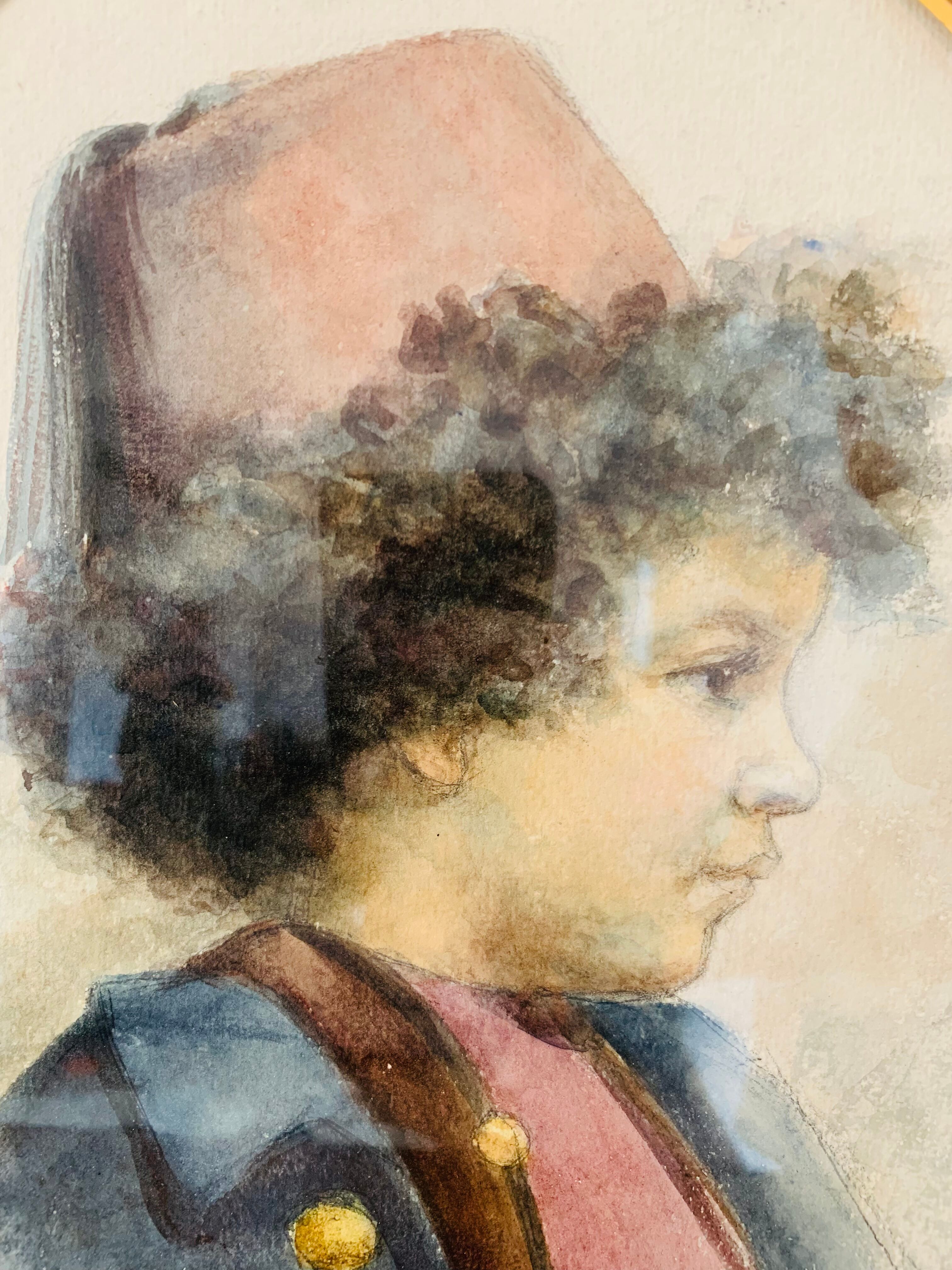 Orientalist painting portrait of a child signed Gatineau