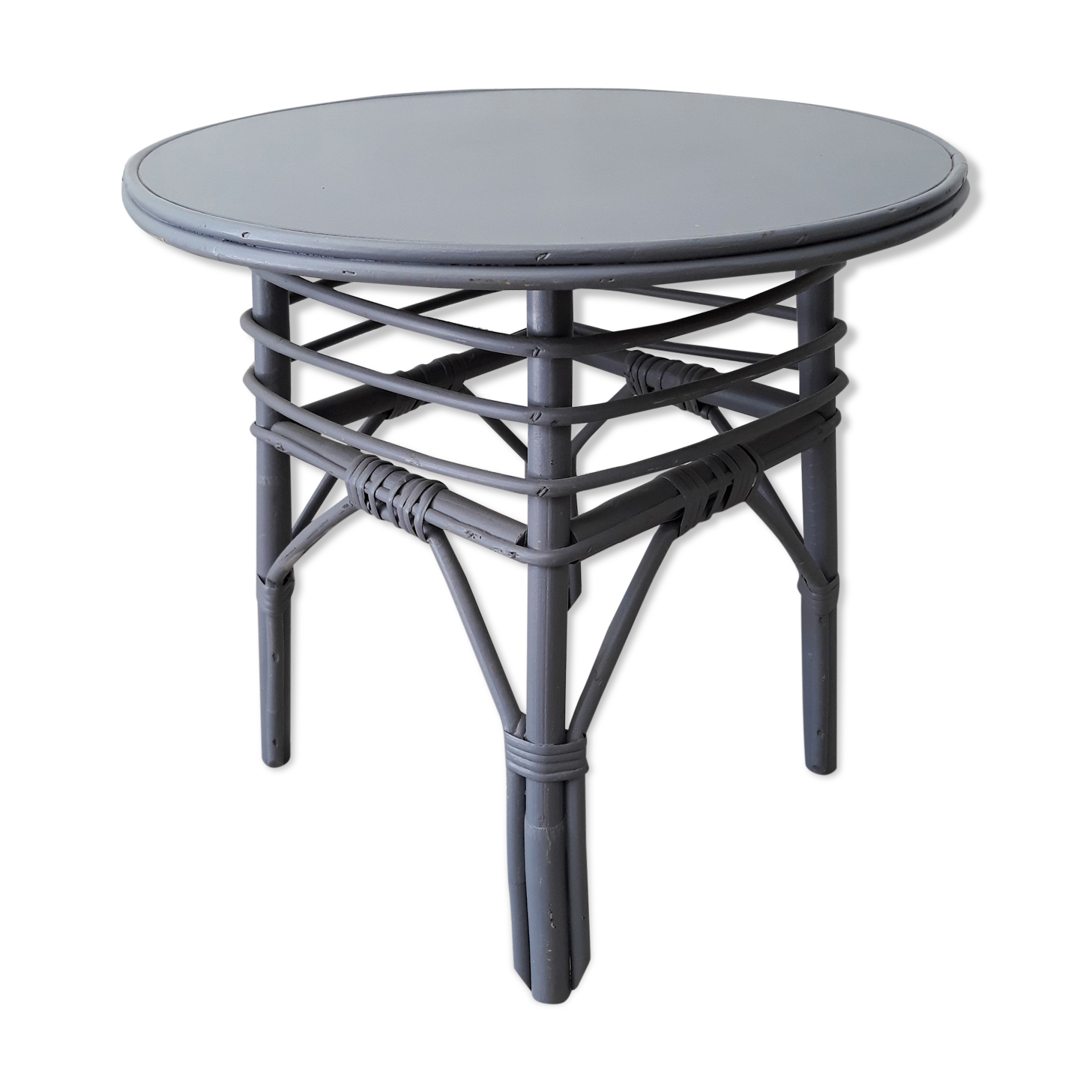 Rotin side table vintage 1960