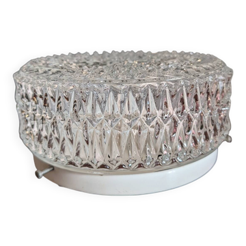 Ceiling light / wall light MATHIAS 1970s – moulded glass with diamond points