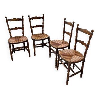 Set chaises rustiques provençales paillées