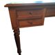 Antique flat desk in oak and black leather, Louis-Philippe style.