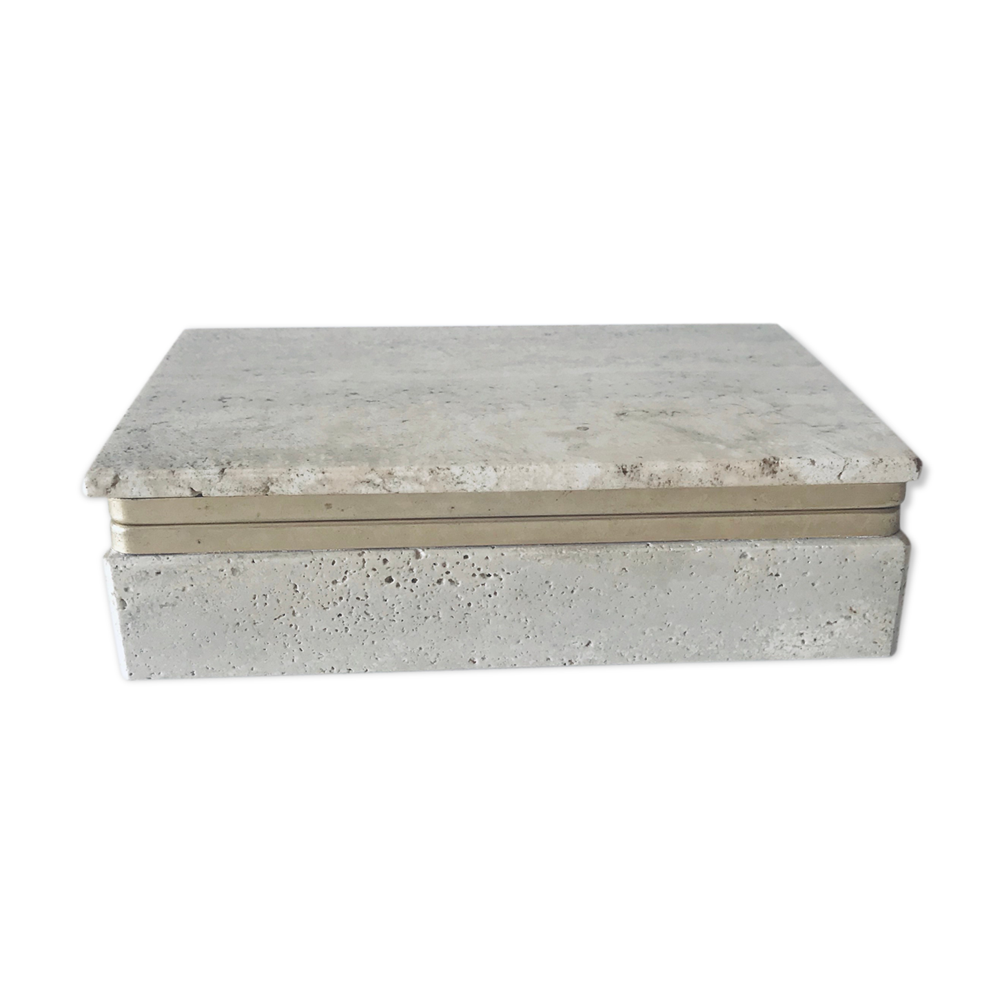 Travertine and brass box