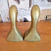 Delightful Pair of Vintage French Heavy Ornamental Brass Duck Bookends  3617