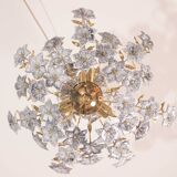 Fantastic Rare Murano Chandelier Full of Black Flowers, 1970s