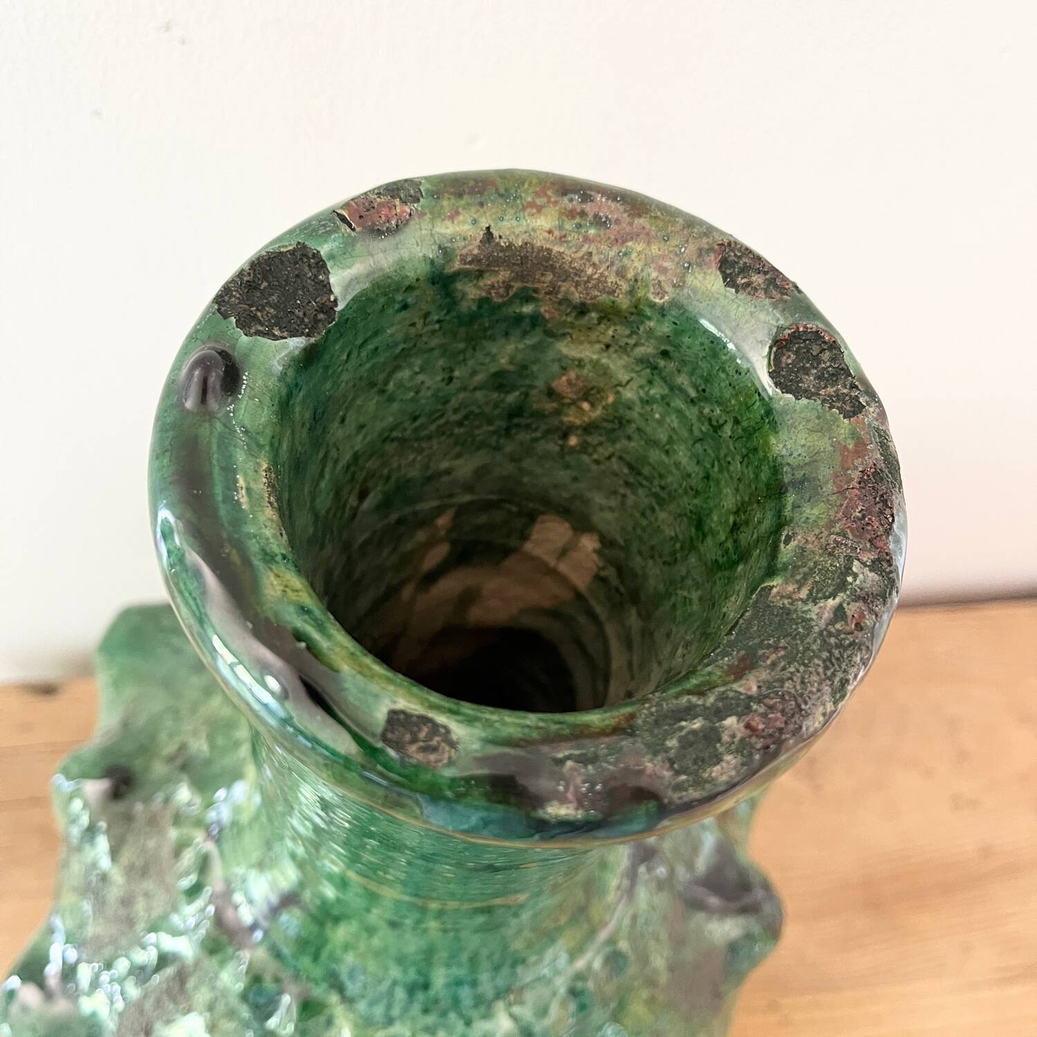 Green terracotta vase