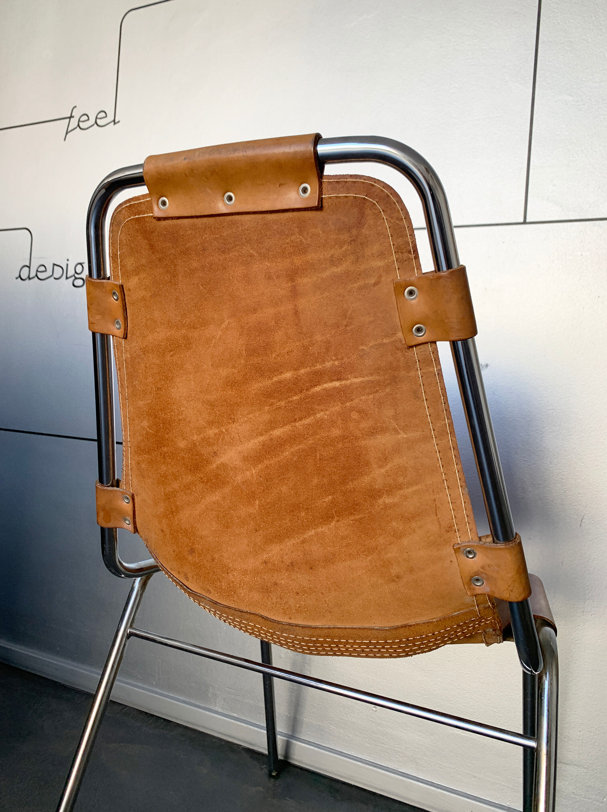 Vintage Chair Les Arcs in leather, published by Dal Vera, 1960s-70s