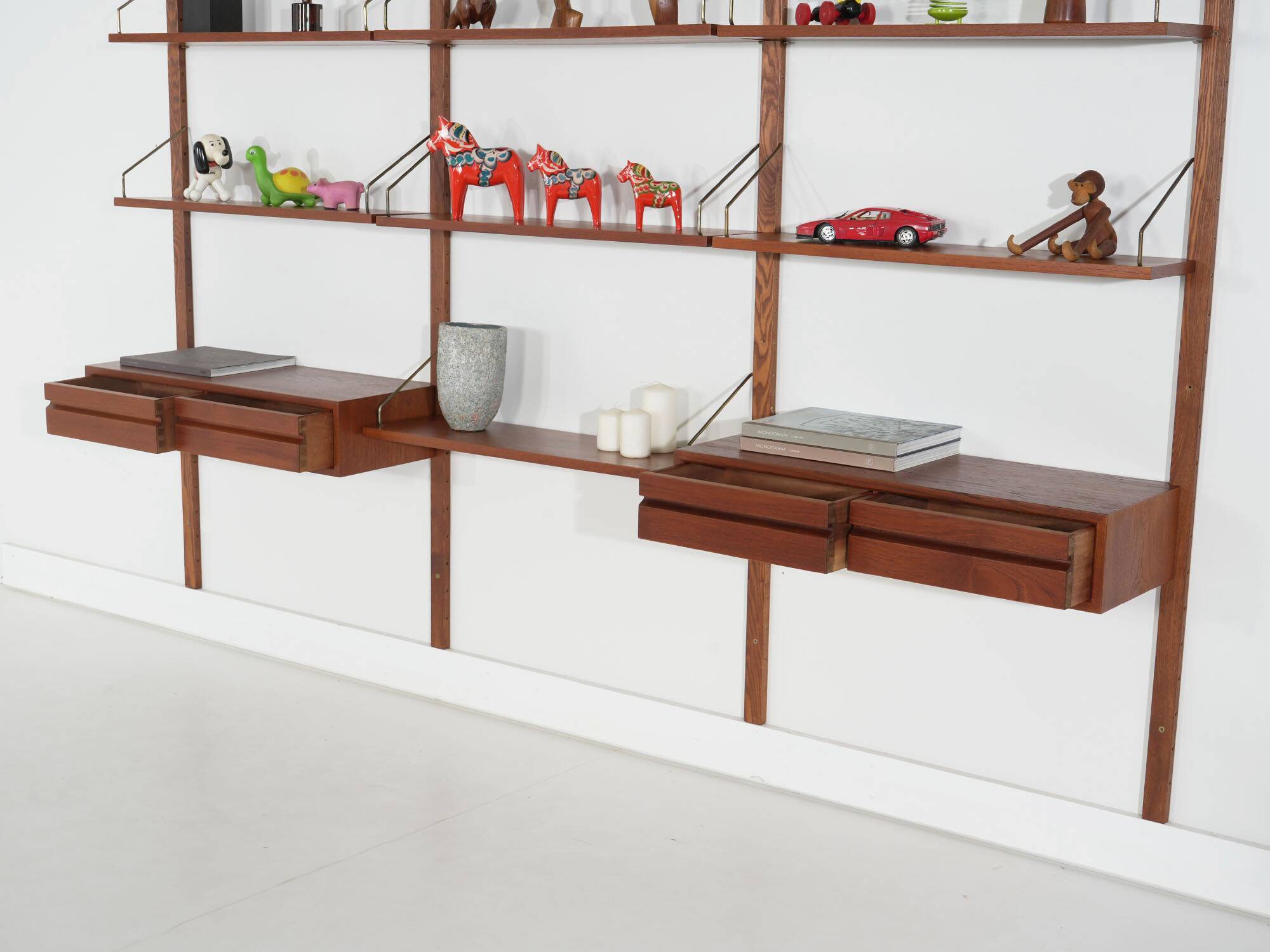 Cado modular shelving, teak veneer, Danish design, 1960s