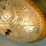 mid century ceiling LAMP flush mount textured glass and aluminum 1970s