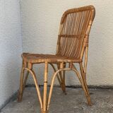 Chair and armchair in vintage rattan 1950