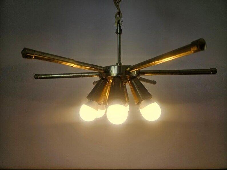 Rare Midcentury Brass Chandelier, 1970s