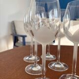 Set of 6 vintage crystal wine glasses - empoli tulip frosted stemware