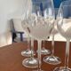 Set of 6 vintage crystal wine glasses - empoli tulip frosted stemware
