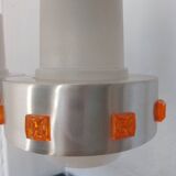 Pair of 1970s Space Age glass and aluminum lamps