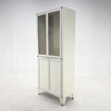 Vintage iron & glass medical cabinet, czechoslovakia