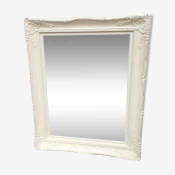 Miroir en bois biseauté laqué blanc 103 x 83 cm