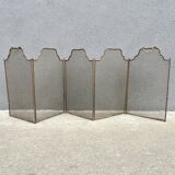 Antique 19th century fireplace screen, 5-panel spark arrester