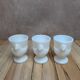 Lot de 3 coquetiers poule Arcopal blanc vintage