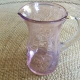 Pink glass pitcher