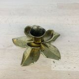 Golden brass flower candle holder