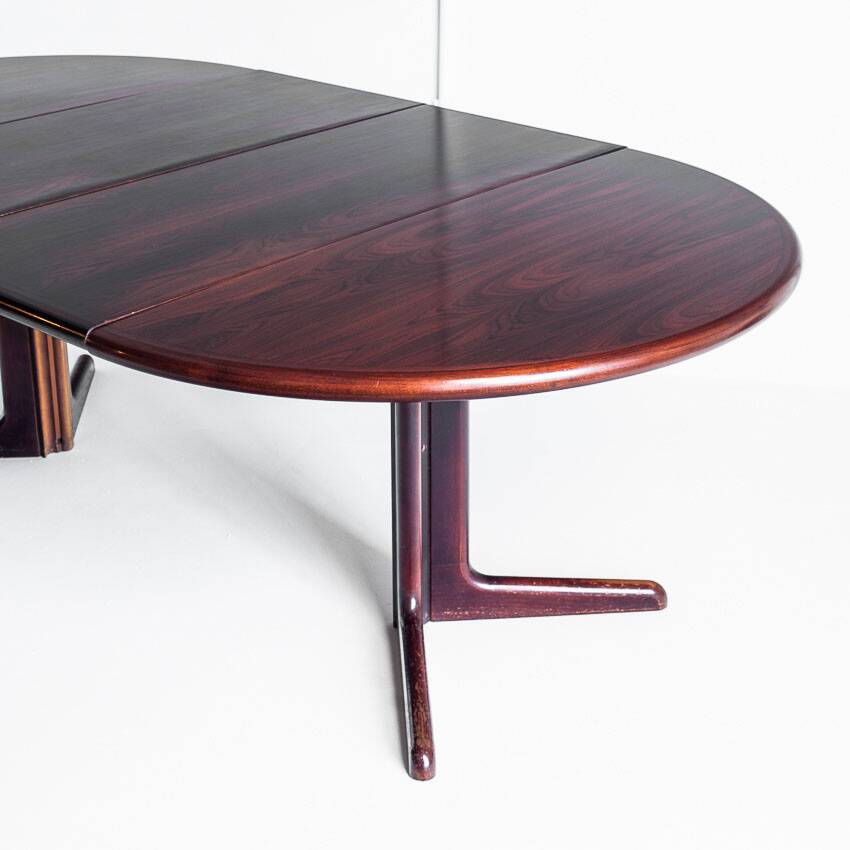 Scandinavian dining table with two extensions.Gudme Mobelfabrik. Rosewood. Denmark, 1960s