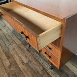 Vintage chest of drawers with 4 drawers handles bakelite feet spindle year 1960