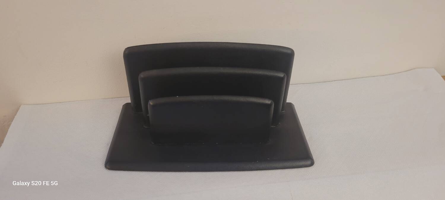 50's black leather letter holder