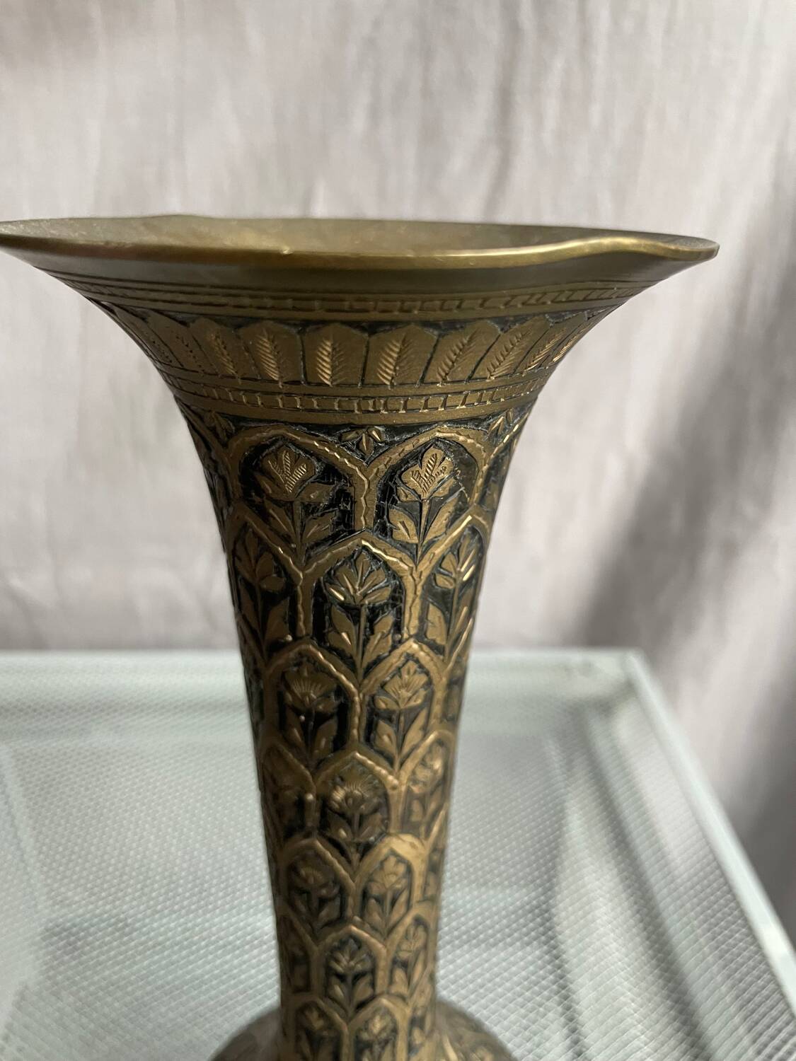 Pair of black and gold metal vase