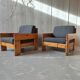 Pair of pine armchairs