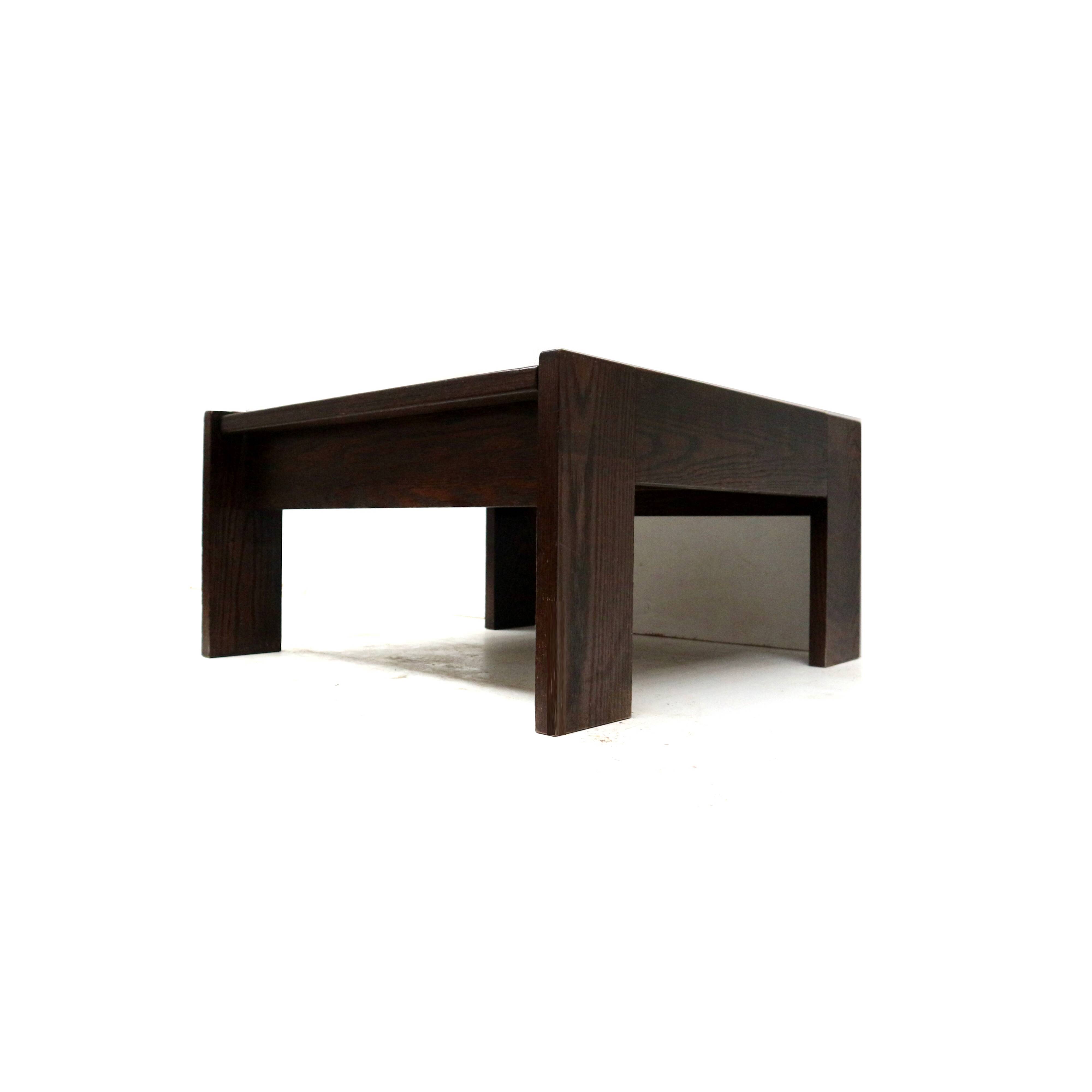 Vintage square Brutalist coffee table designed by Harry de Groot for Leolux