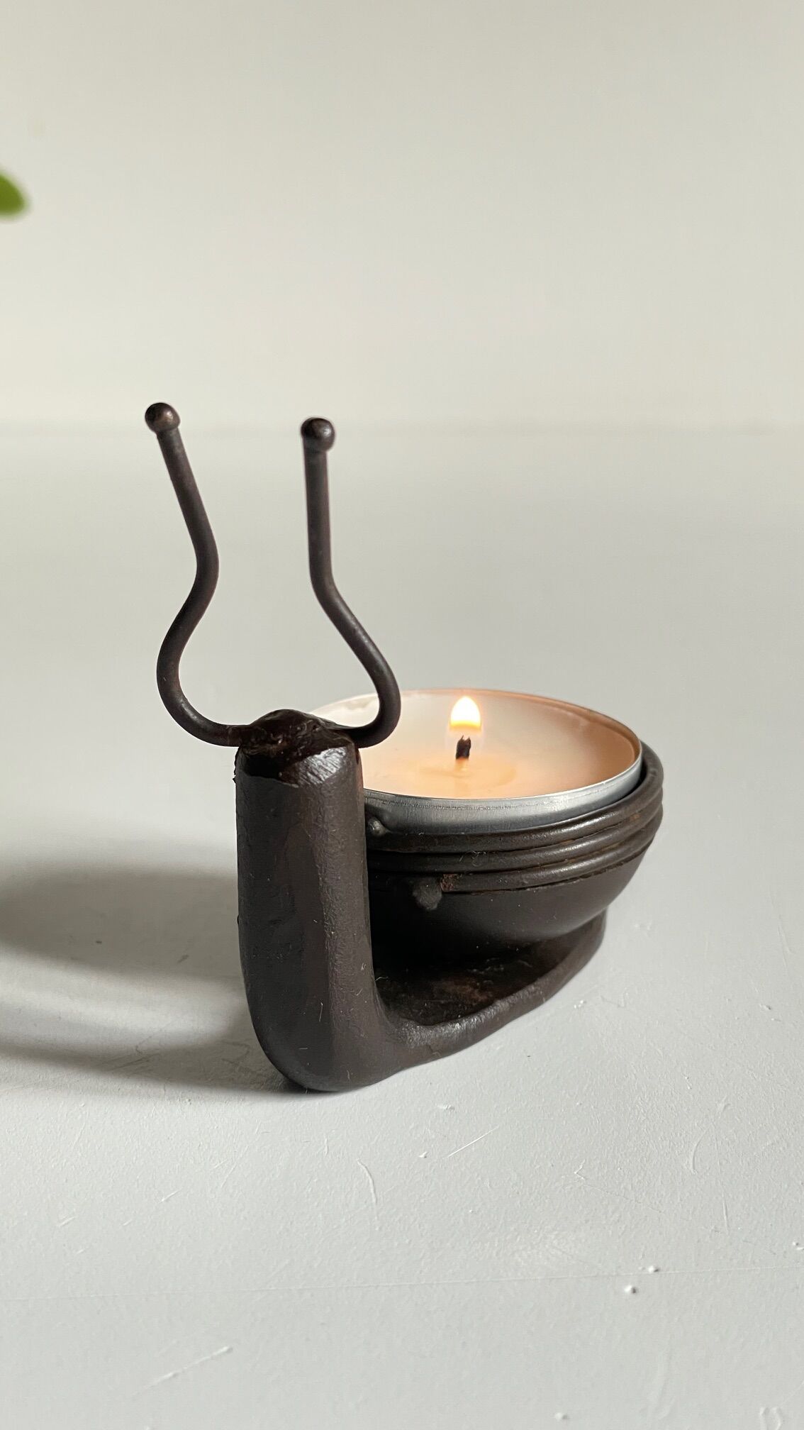 Brutalist escargot vintage candle holder