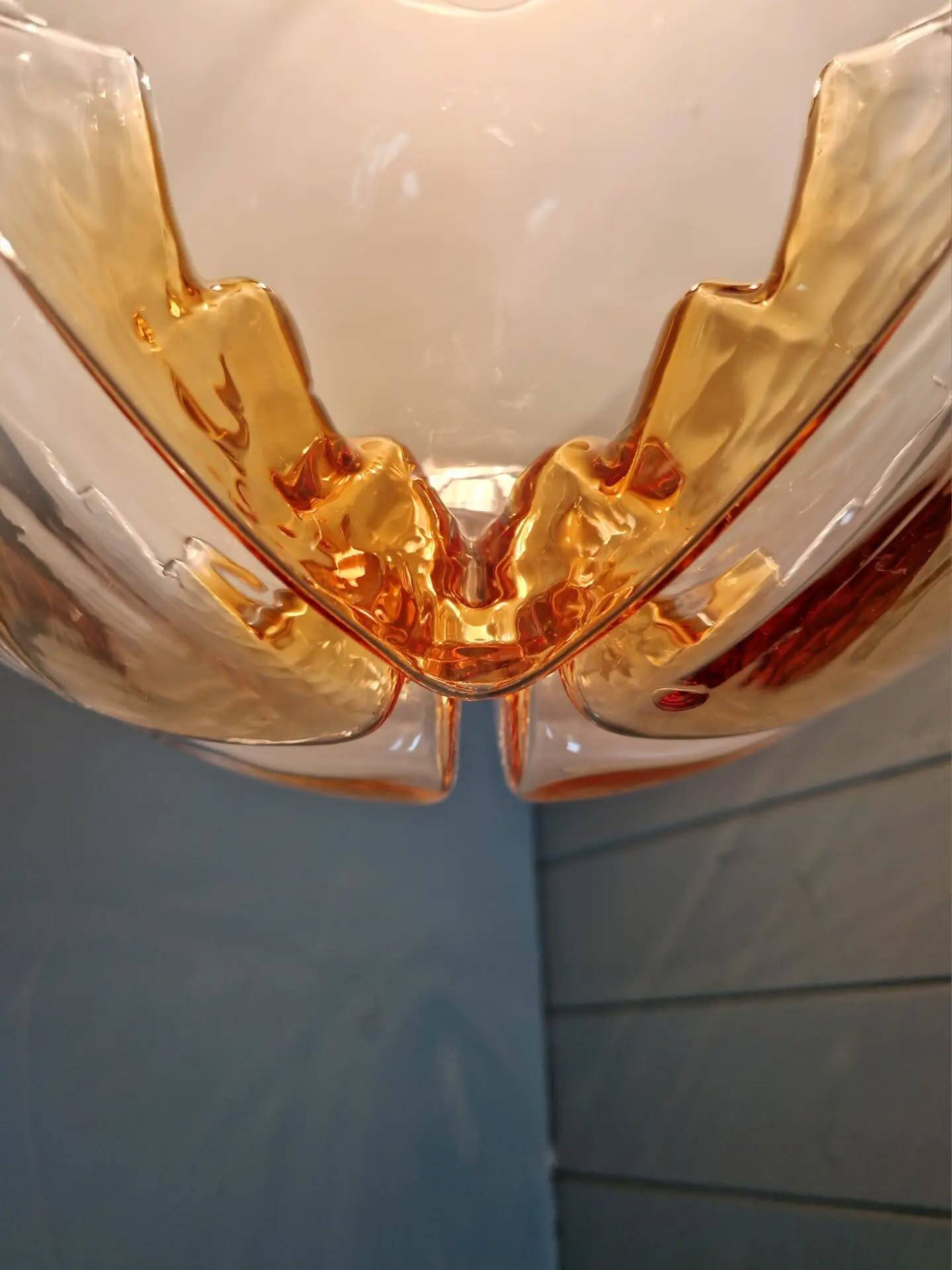 Large Murano glass ceiling light, Mazzega (Italy), 1970.