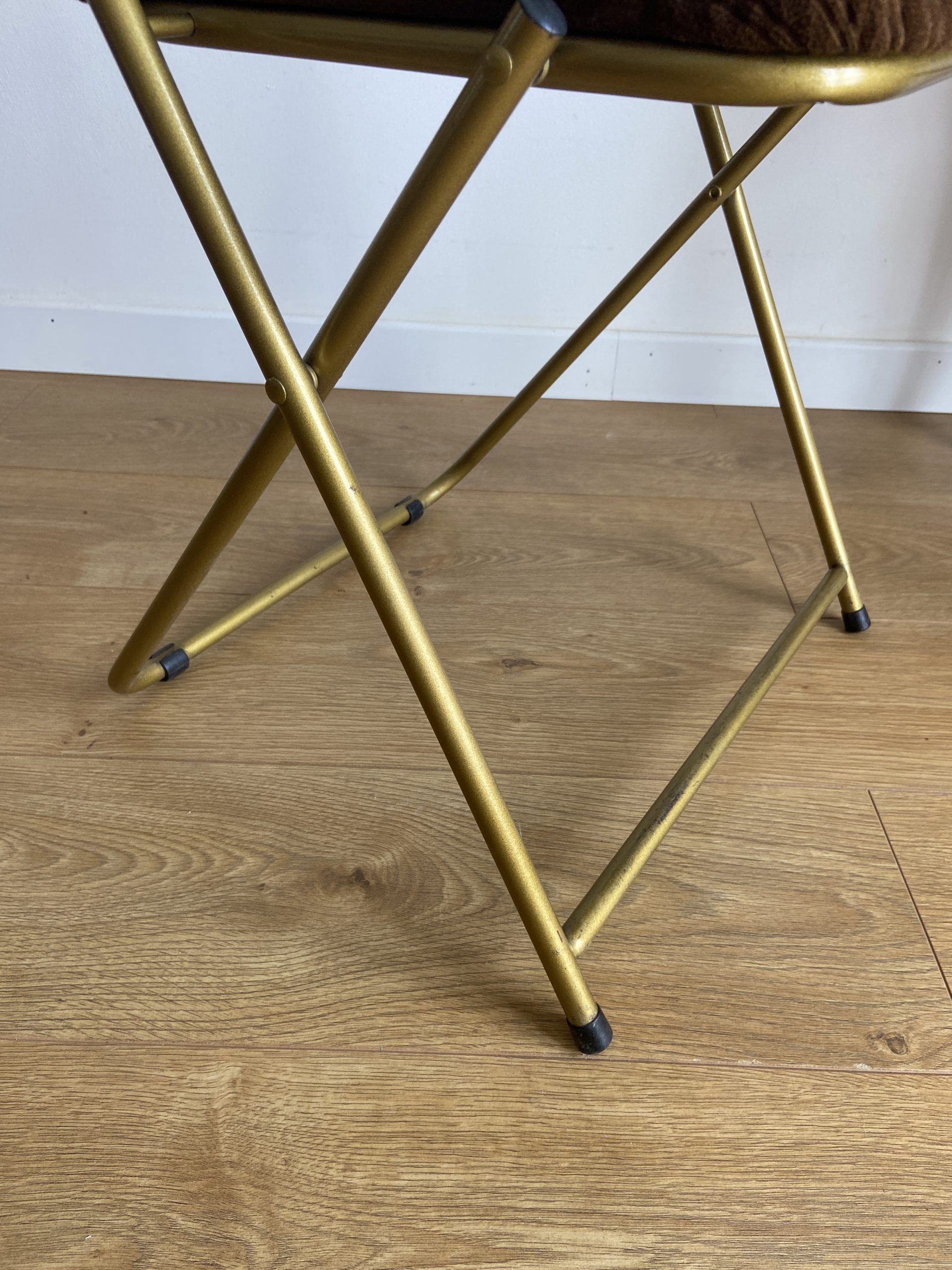 Vintage lafuma folding chair with brown striped fabric