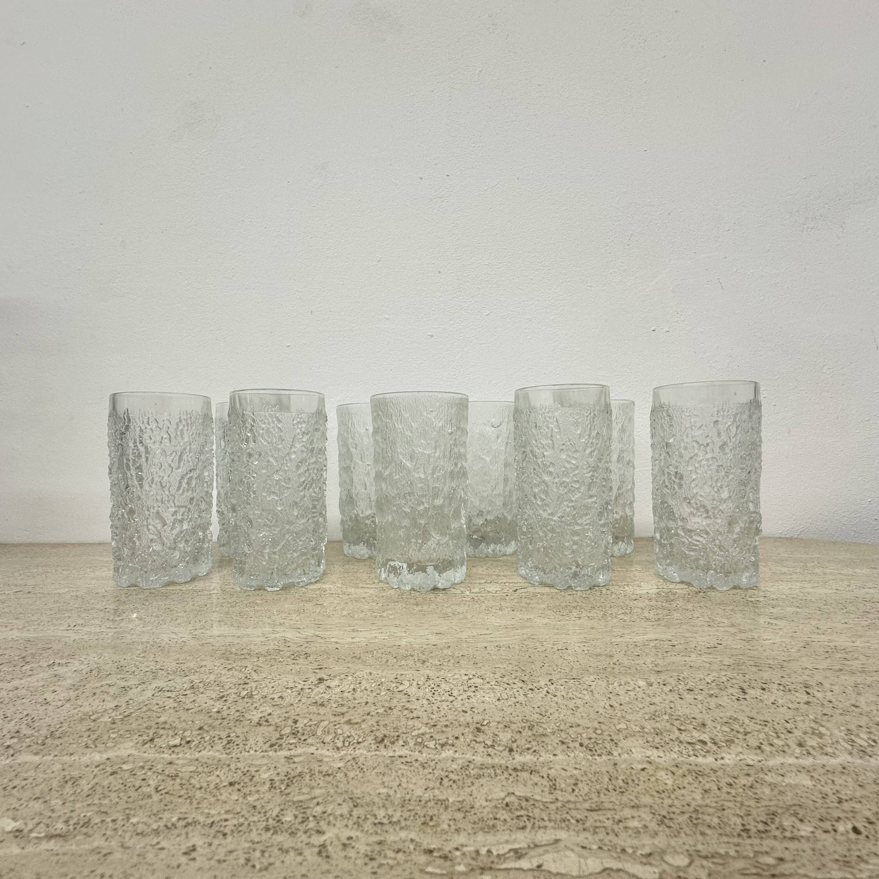 Set of 9 bark glass drink glasses by Goebel charlottenhutte, 1970s, Germany