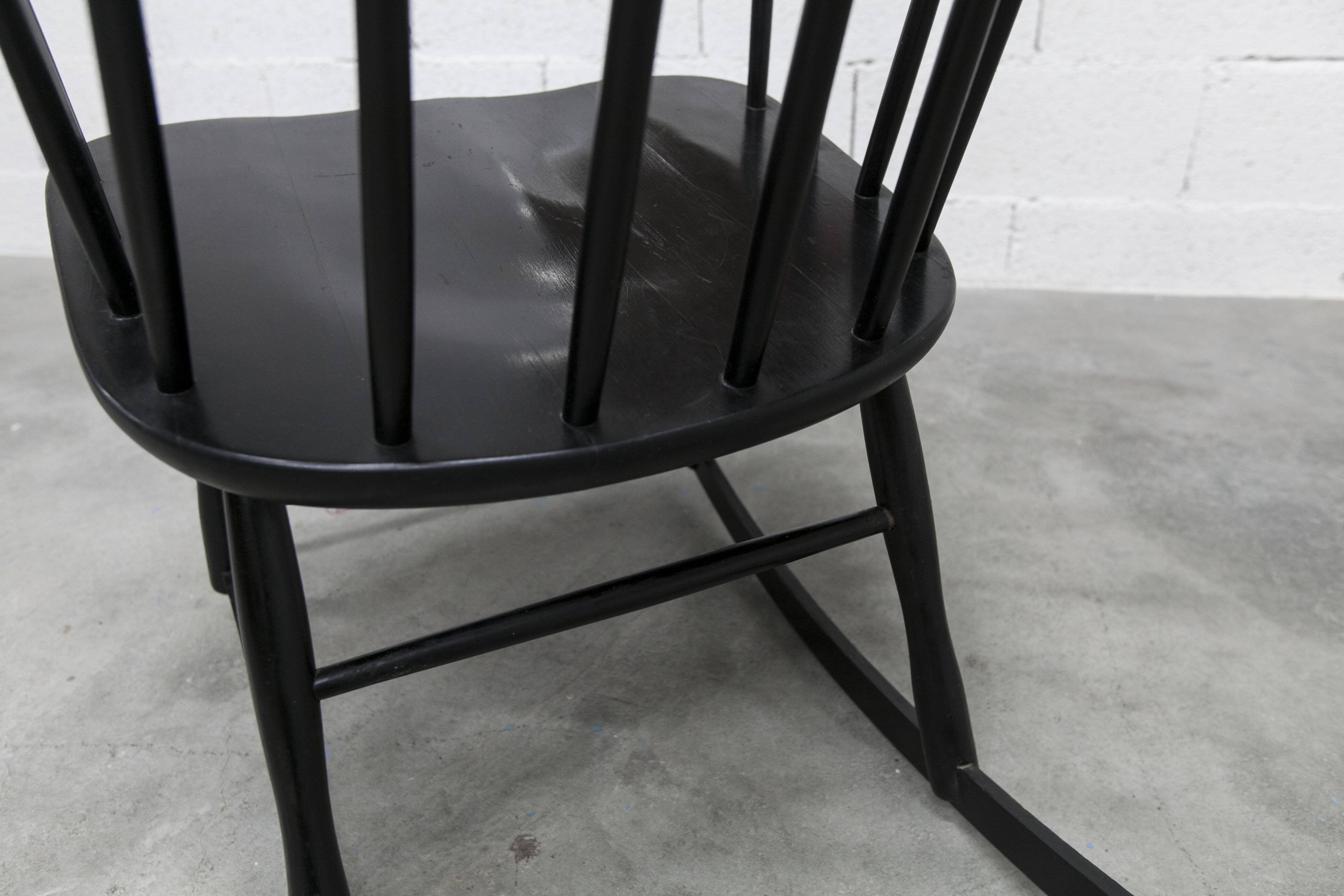 Grandessa rocking chair in black beech by Lena Larsson 1960 for Nesto